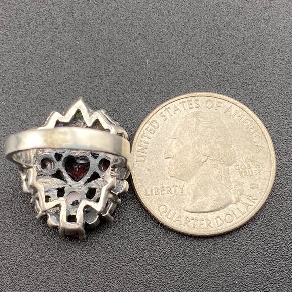 Heart Shaped Multi Gemstone Garnet Citrine Amethyst Sterling Silver Ring Sz. 5 - Picture 14 of 15